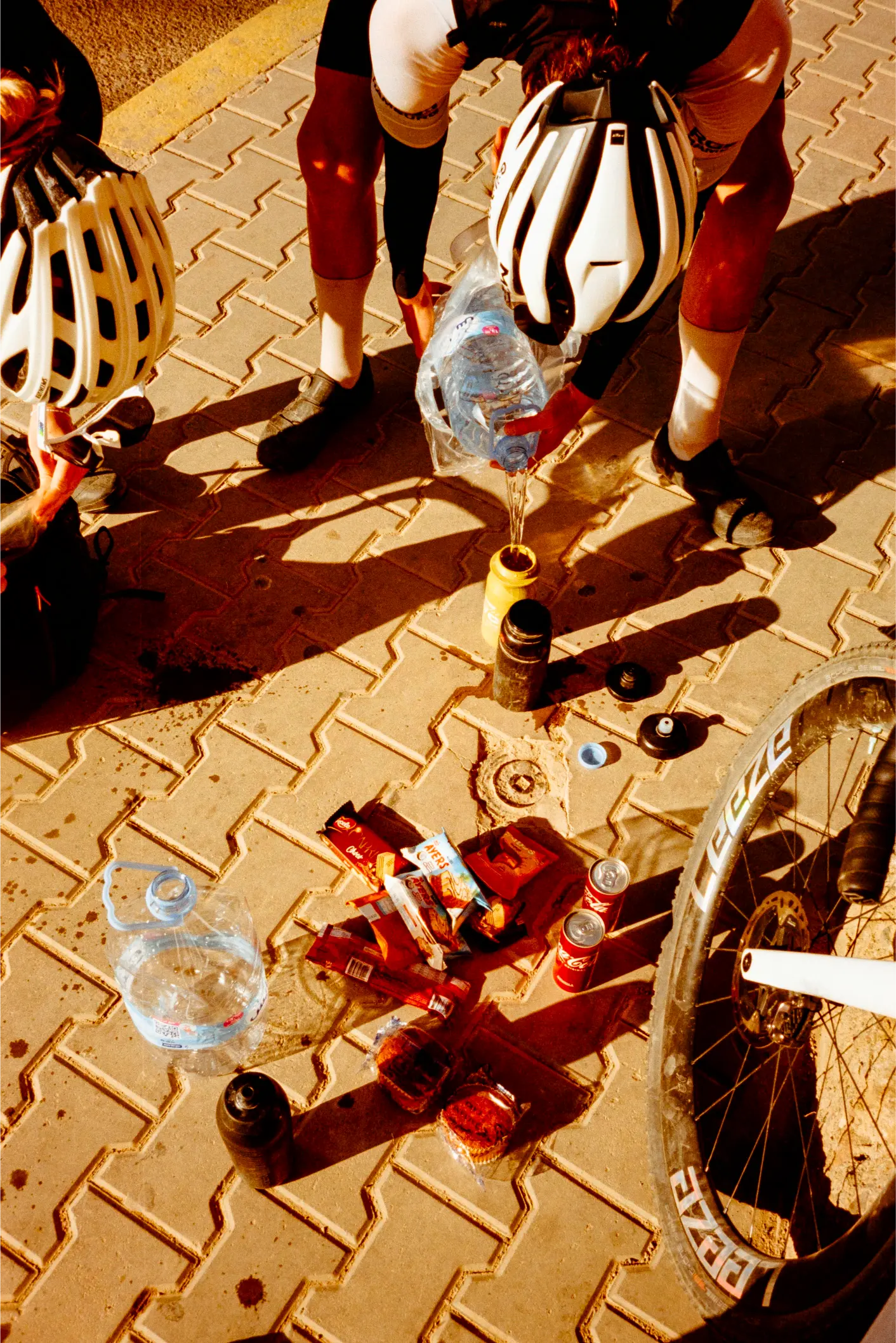 The three of us restocking water and snacks in the middle of nowhere