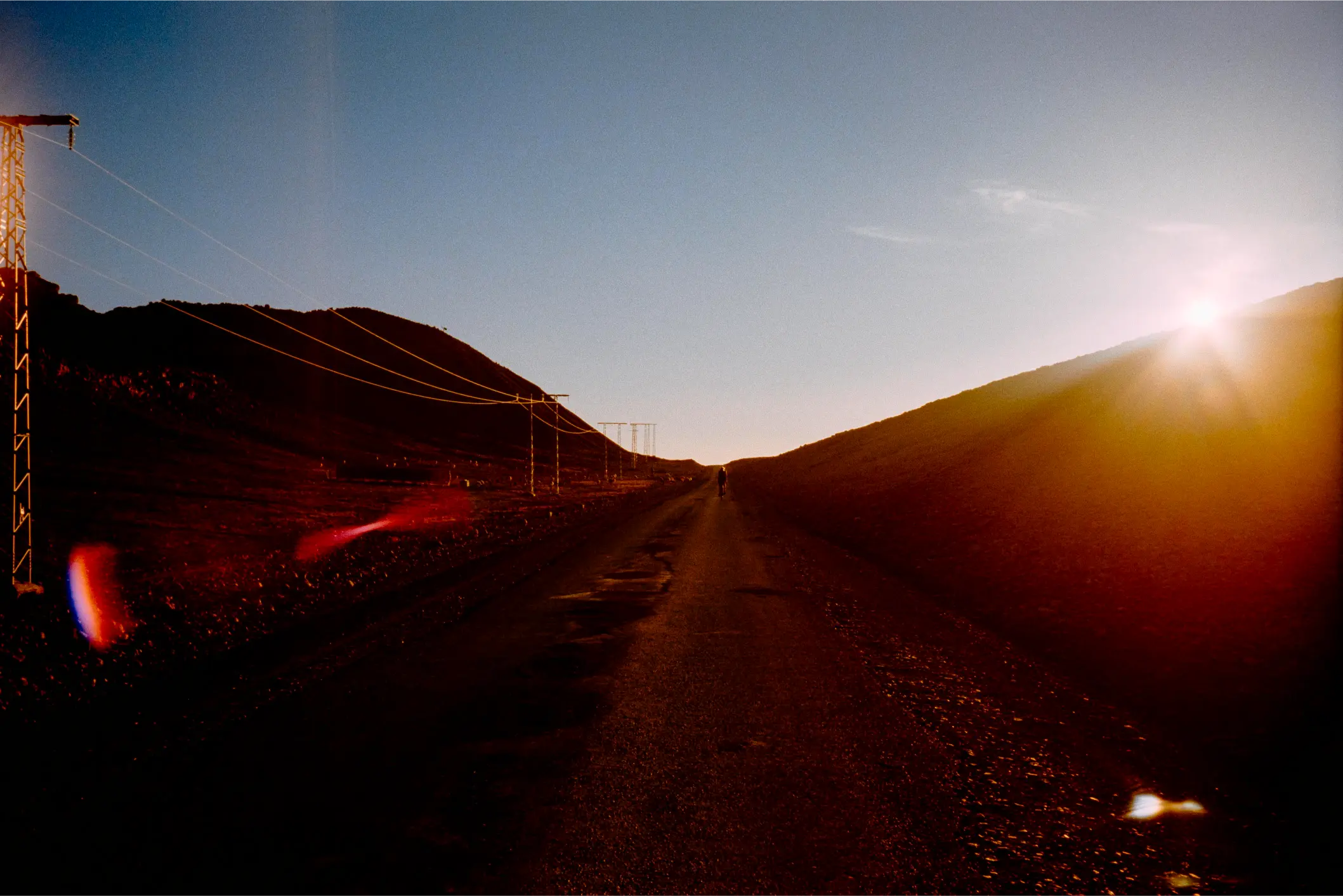 Riding into the sunset on day one of the bikepacking trip