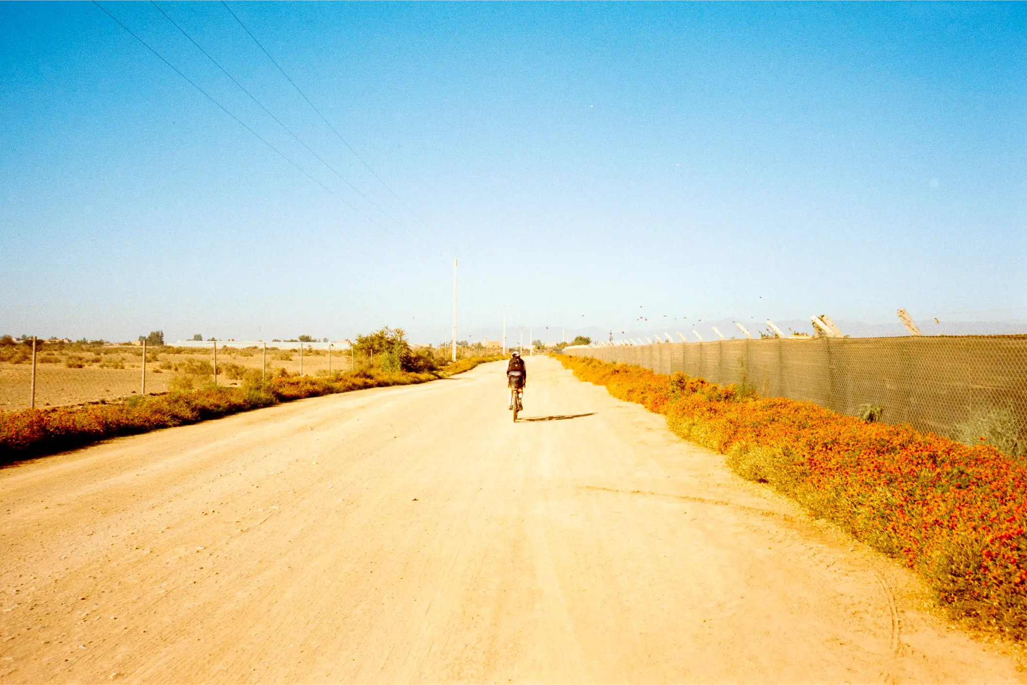Fences everywhere on the last day of the bikepacking trip to Agadir