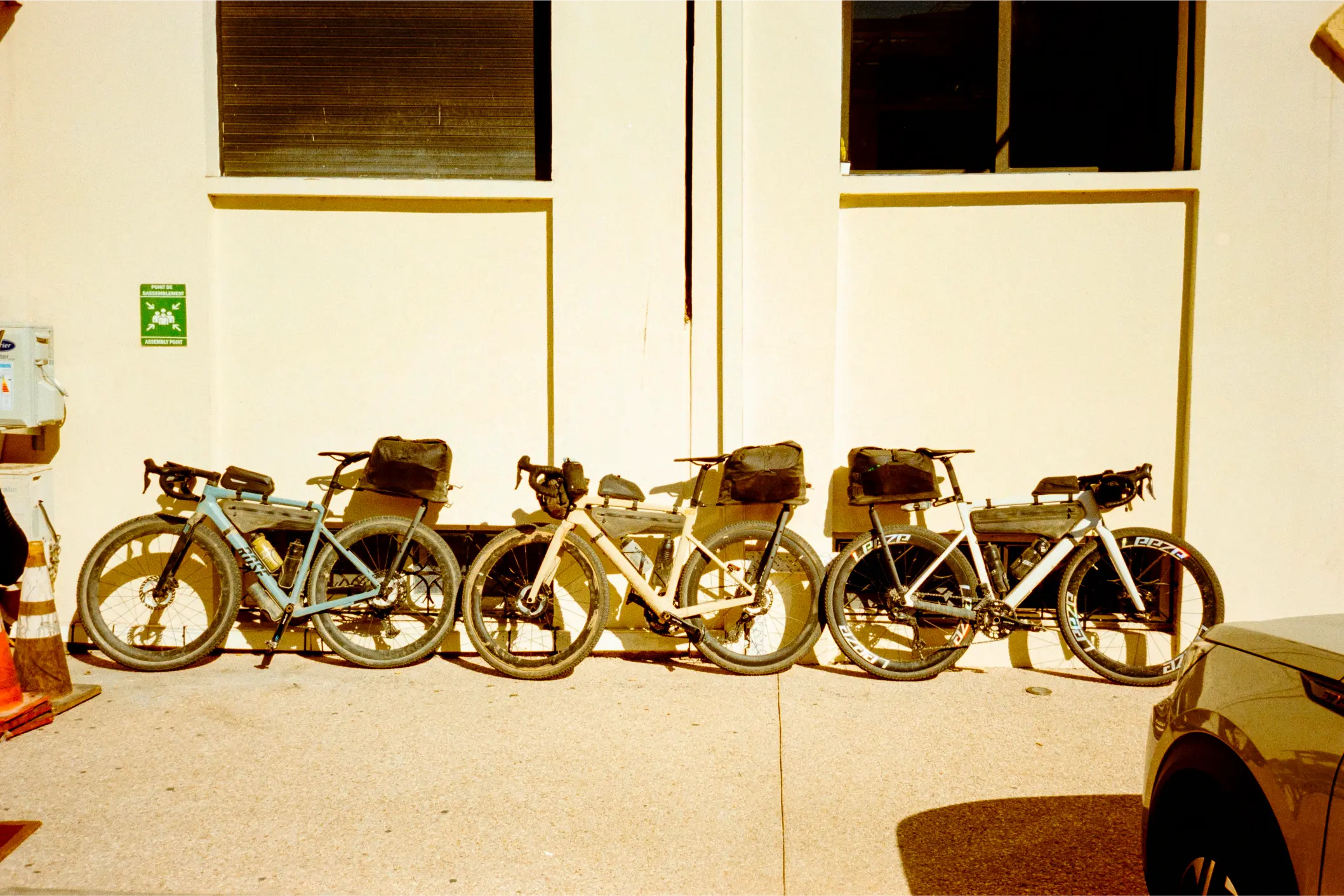 Our three bikes in Agadir — arrived after 1,000 kilometres