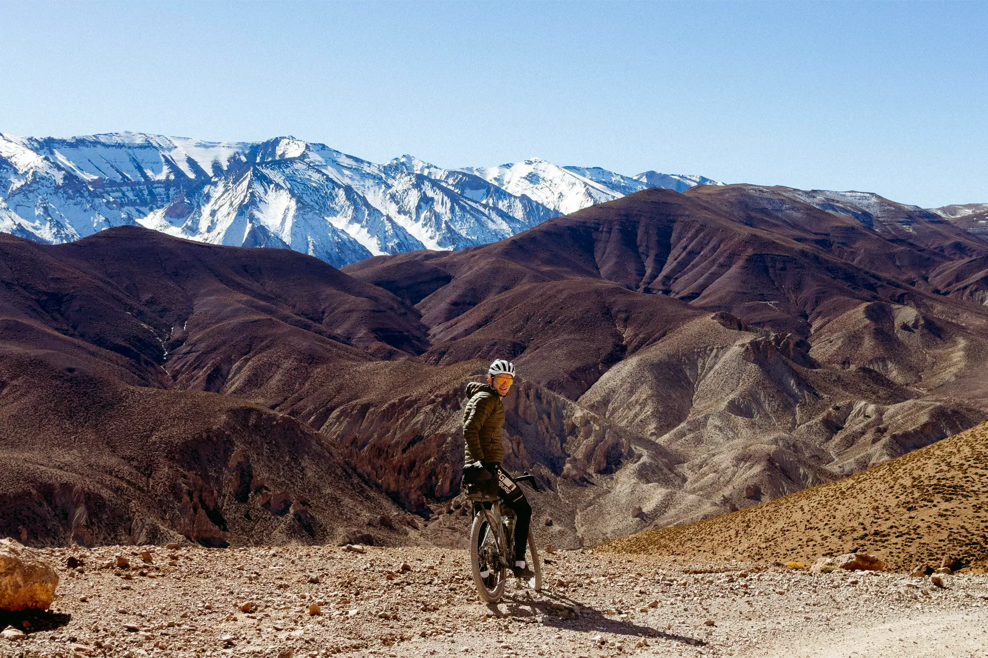 Snow panorama on the king stage in the High Atlas